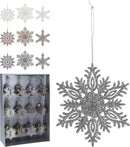 Set of 144 Koopman hanging snowflakes decorations, 10cm, for home decor, featuring intricate snowflake designs for festive interiors.