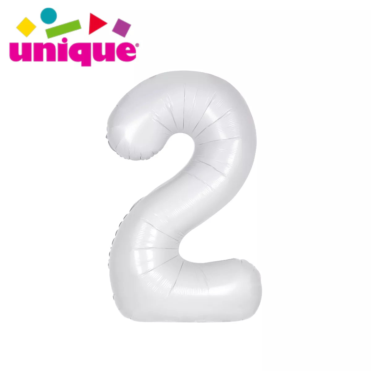 Unique Foil Balloon Matte White 34" Number 2