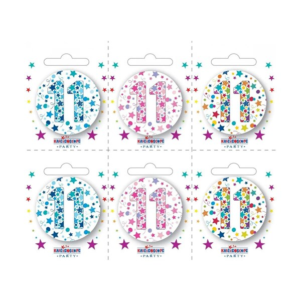 Small 11th Birthday Badges 6pk
