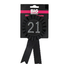 Black With Diamantes 21th Birthday Rosette Badge