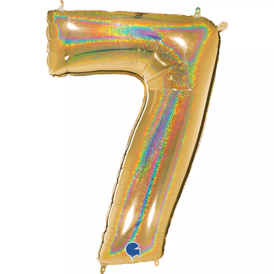 Grabo Foil Balloon Holo Glitter Gold 40" Number 7