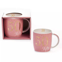 Pink Tiger Feet mug featuring a playful tiger paw design, perfect for celebrating a 50th birthday.
