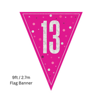 Unique Flag Banner Pink Glitz Age 13 9ft