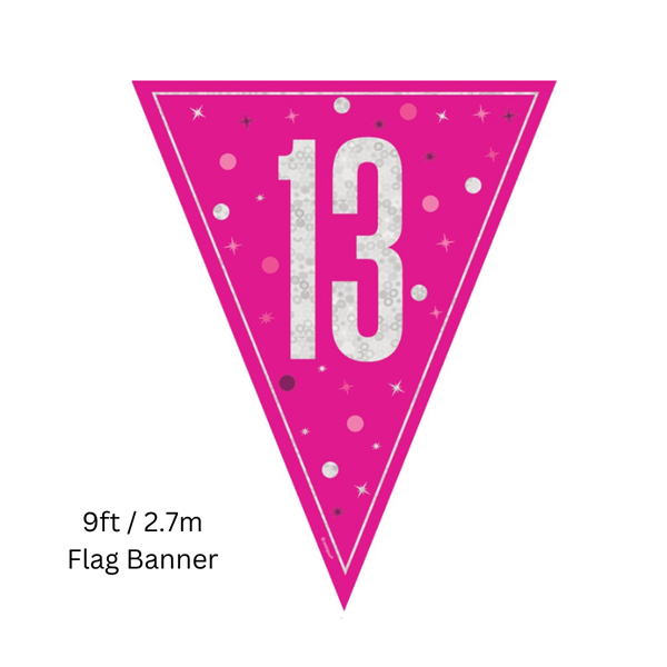 Unique Flag Banner Pink Glitz Age 13 9ft