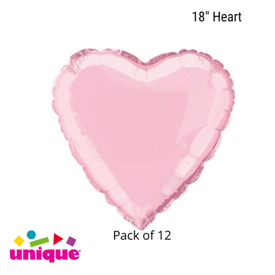 Unique 12 Pack Foil Balloon Pastel Pink Heart 18