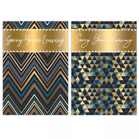 Poppyhill 12-pack of C50 leaving greeting cards featuring colorful designs and blank interiors for personal messages.