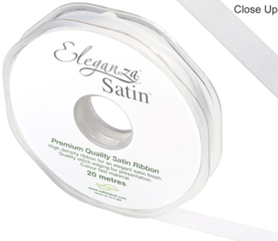 Eleganza Satin Ribbon White 10mm x 20m