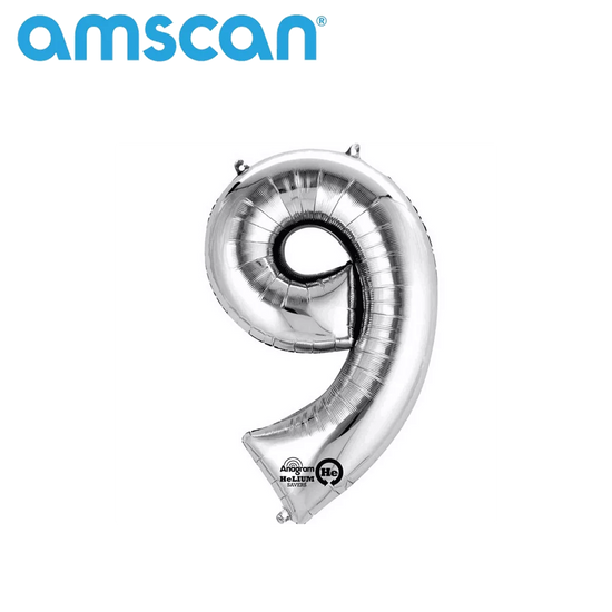 Anagram Foil Balloon Silver 16" Number 9