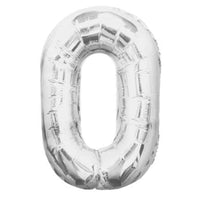 Unique Foil Balloon Silver 34" Number 0