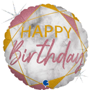 Happy Birthday Rose Gold Marble 18" Foil Balloon