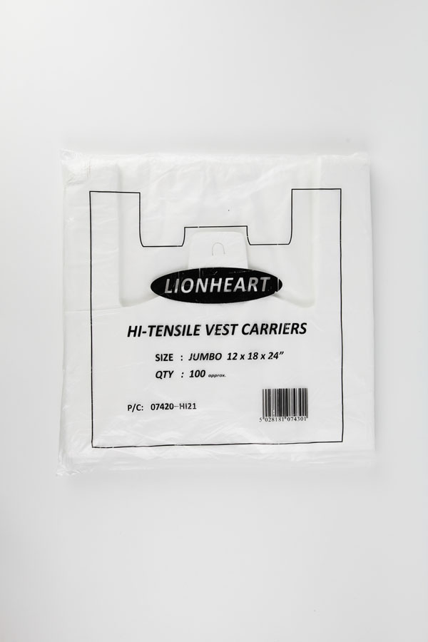 Magnum 100 Pack Carrier Bag White XL 12x18x24
