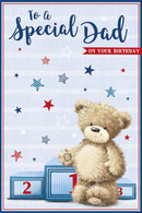 Six Tiger Feet BGC C75 birthday cards featuring cute bear with trophy, perfect for celebrating Dad's special day.