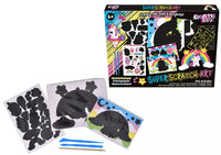 Kandy Toys Super Scratch Art Kit with colorful scratch boards and tools for creative craft projects and artistic fun.