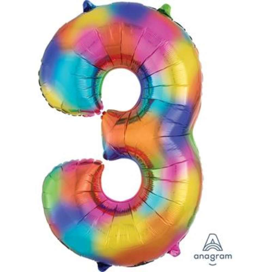Anagram Foil Balloon Rainbow 34" Number 3