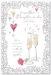 Simon Elvin 6-pack anniversary cards for son and daughter-in-law, featuring colorful designs and greeting messages.
