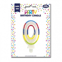 Eurowrap Party Candle Number 0 Glitter Rainbow