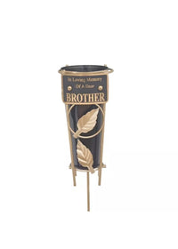 David Fischoff Brother grave vase, 36cm keepsake memorial urn with detailed design, crafted for honoring loved ones.