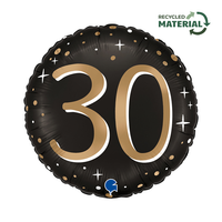 Grabo Age 30 Black & Gold 18" Foil Balloon