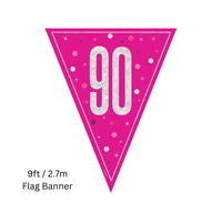 Unique Flag Banner Pink Glitz Age 90 9ft