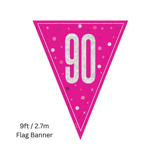 Unique Flag Banner Pink Glitz Age 90 9ft