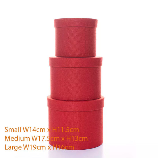 Hat Boxes Textured Red Set of 3 (Asst Sizes)