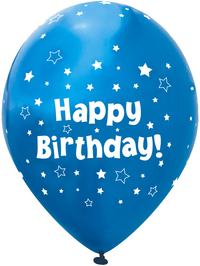 Oaktree Birthday Blue Stars 11" Latex Balloons 6pk
