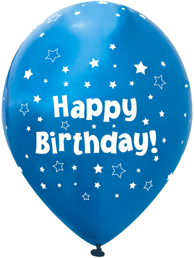 Oaktree Birthday Blue Stars 11" Latex Balloons 6pk