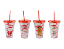 Christmas Cup W/Straw 650ml 4pk