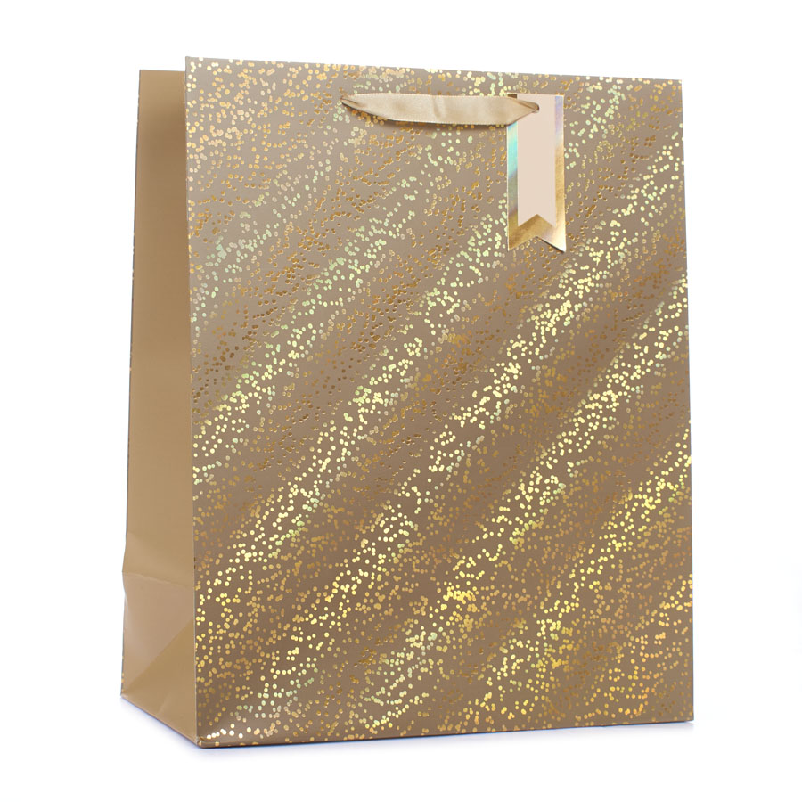Tiger Feet 6 Pack Gift Bag Gold Sparkle Medium