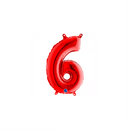 Red Grabo foil balloon in number 6 shape, 14-inch size, with shiny metallic finish for celebration decorations.
