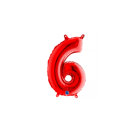 Grabo Foil Balloon Red 14" Number 6