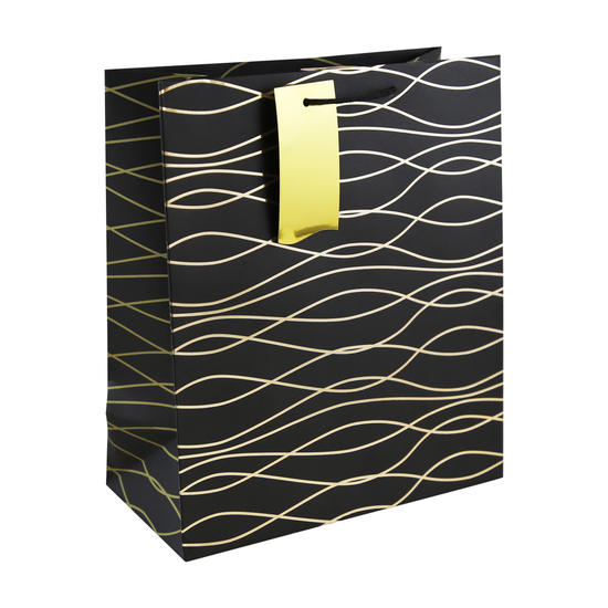 Black Geo Large Gift Bag 6pk