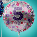 Colorful 18-inch foil balloon for ages 5 from Giftzone, featuring bright, eye-catching design perfect for birthday celebrations.