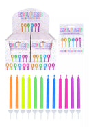Assorted Henbrandt Angel Flame Party Candles in a 12-pack, colorful and shaped like angel flames for celebration decorations.