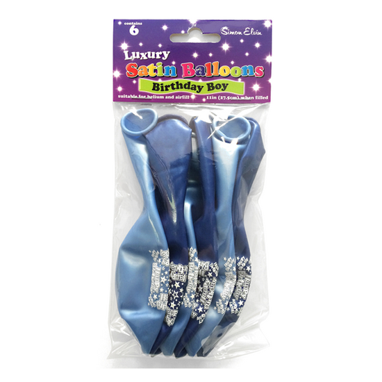 Birthday Boy Satin Printed 11" Latex Balloons 6pk