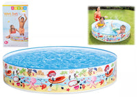 Kandy Toys Intex Snapset Pool Fun at the Beach toy, 5x10 inch inflatable pool for kids, colorful and easy to set up.