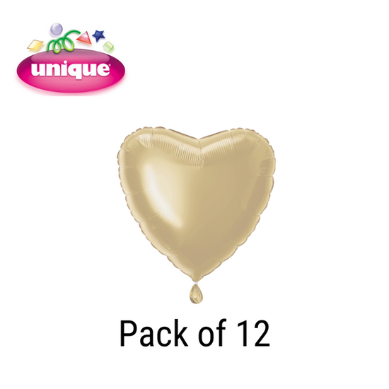 Unique 12 Pack Foil Balloon Gold Heart 18