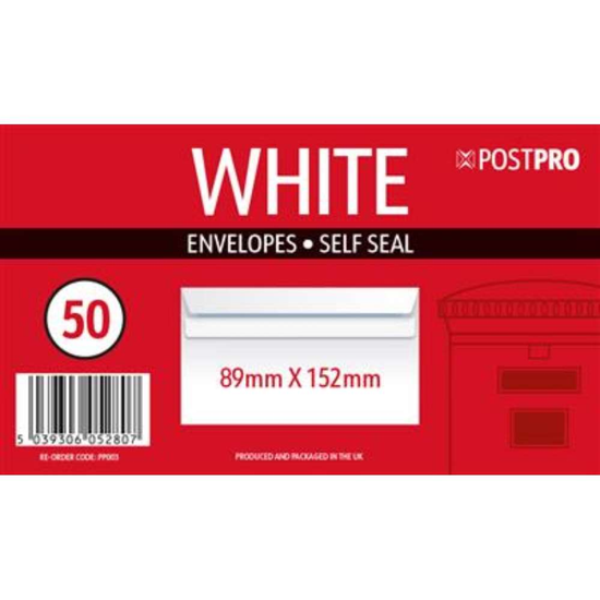 Post Pro Self Seal Envelopes 89x152mm 50pk