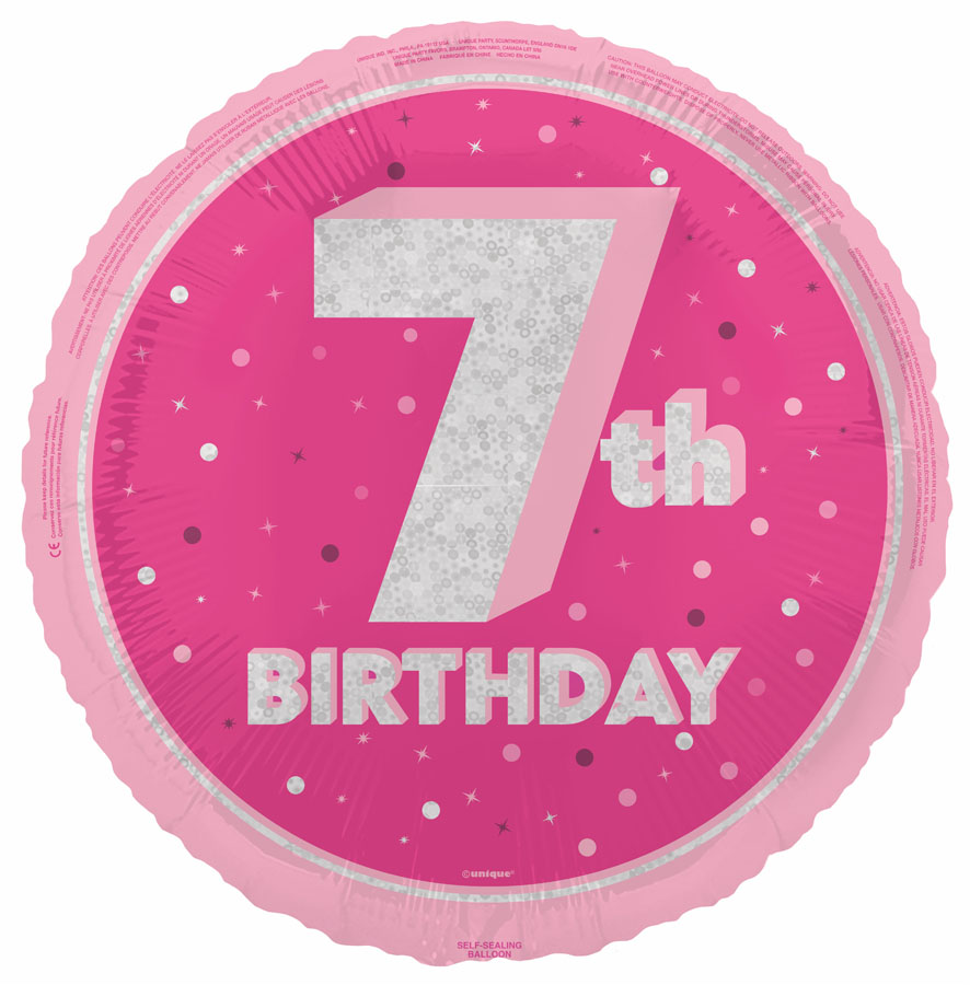 Unique Foil Balloon Pink Glitz Age 7 18"