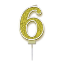 Oaktree Party Candle Number 6 Gold 7.5cm