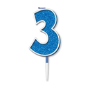 Oaktree Party Candle Number 3 Blue 7.5cm