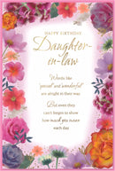 Set of six Simon Elvin C75 birthday cards for daughter-in-law, featuring colorful designs and heartfelt messages.