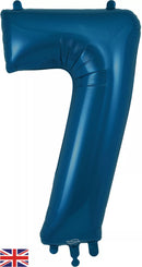 Oaktree Navy Blue 34-inch foil balloon shaped as the number 7 for celebrations.