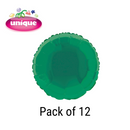 Unique 12 Pack Foil Balloon Green Round 18