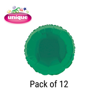 Unique 12 Pack Foil Balloon Green Round 18