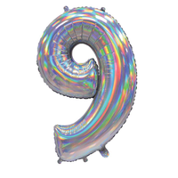 Sensations Foil Balloon Silver 30" Number 9
