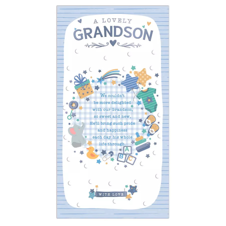 Set of six Prelude C55 Newborn From Grandparents greeting cards with adorable baby-themed designs.