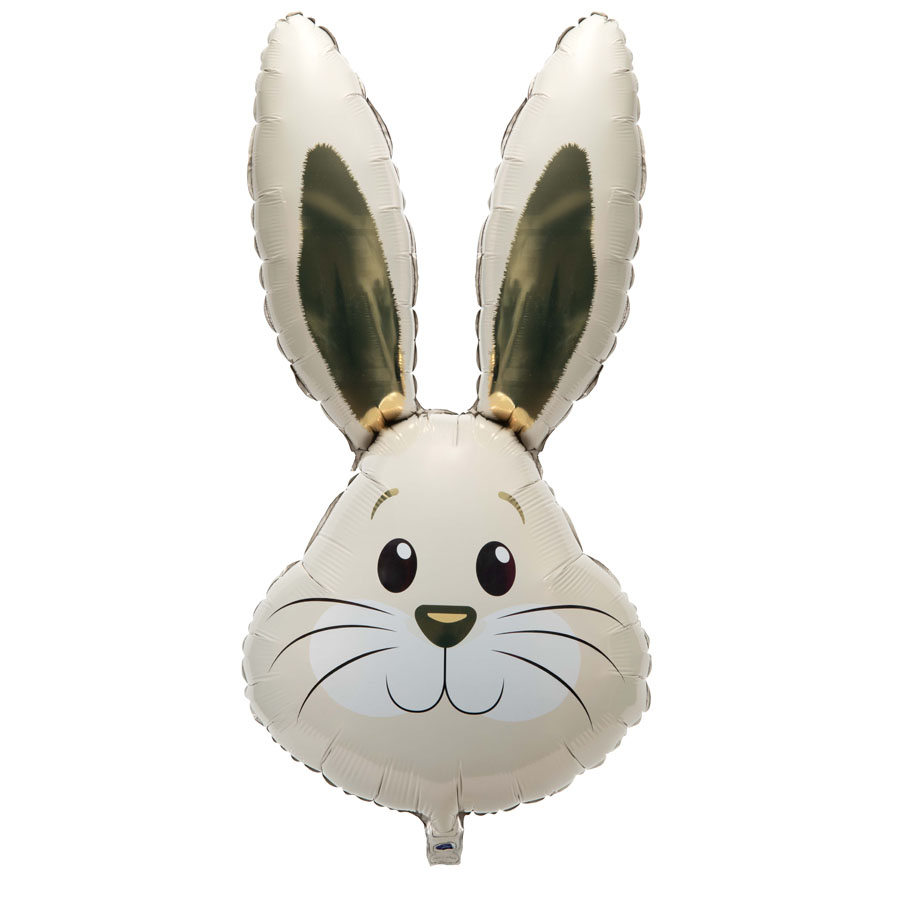 Oaktree Rabbit Head Ivory Gold 35" Foil Balloon