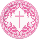 Unique 8 Pack Plates Pink Cross 9