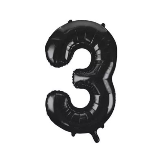 Unique Foil Balloon Black 34" Number 3